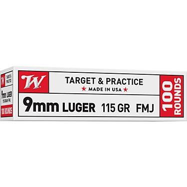 Winchester USA Full Metal Jacket 9mm Luger 115-Grain Handgun Ammunition - 100 Rounds