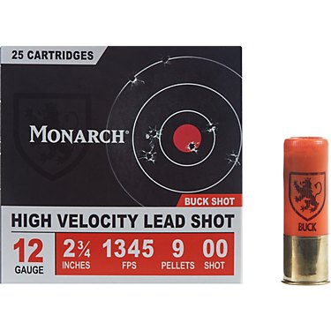 Monarch High Velocity 12 Gauge Buck Shotshells - 25 Rounds