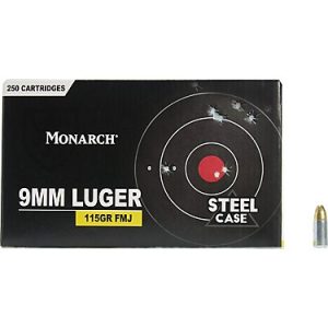 Monarch 9mm Luger 115-Grain FMJ Centerfire Steel Ammunition - 250 Rounds