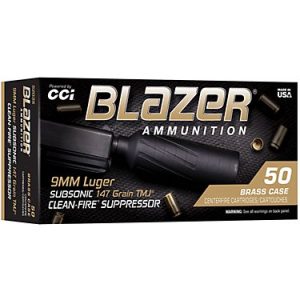 Blazer Clean-Fire Suppressor 9mm Luger 147-Grain Centerfire Ammunition - 50 Rounds